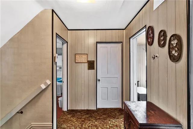 a view of a hallway with elevator