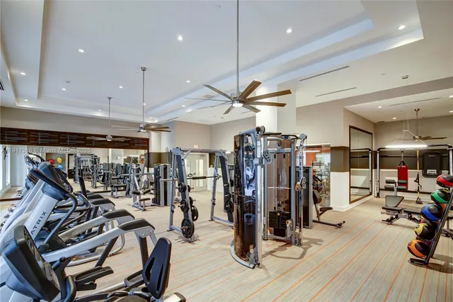 a view of a room with gym equipment