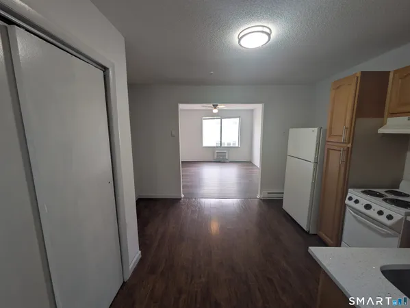 a view of livingroom with hardwood floor and a ceiling fan