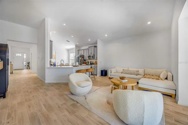 a sitting area with an outdoor seating