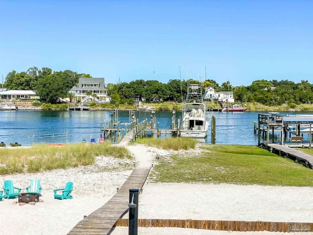 a view of a lake with a house