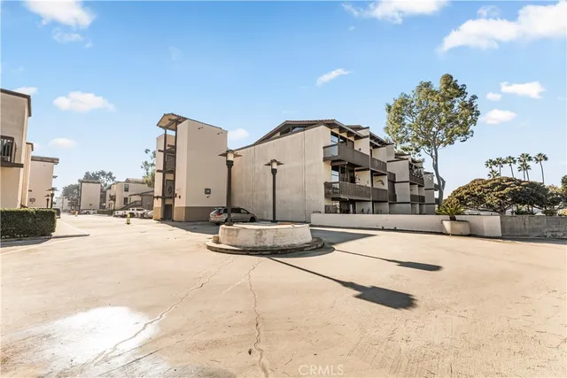 a view of a terrace with a house
