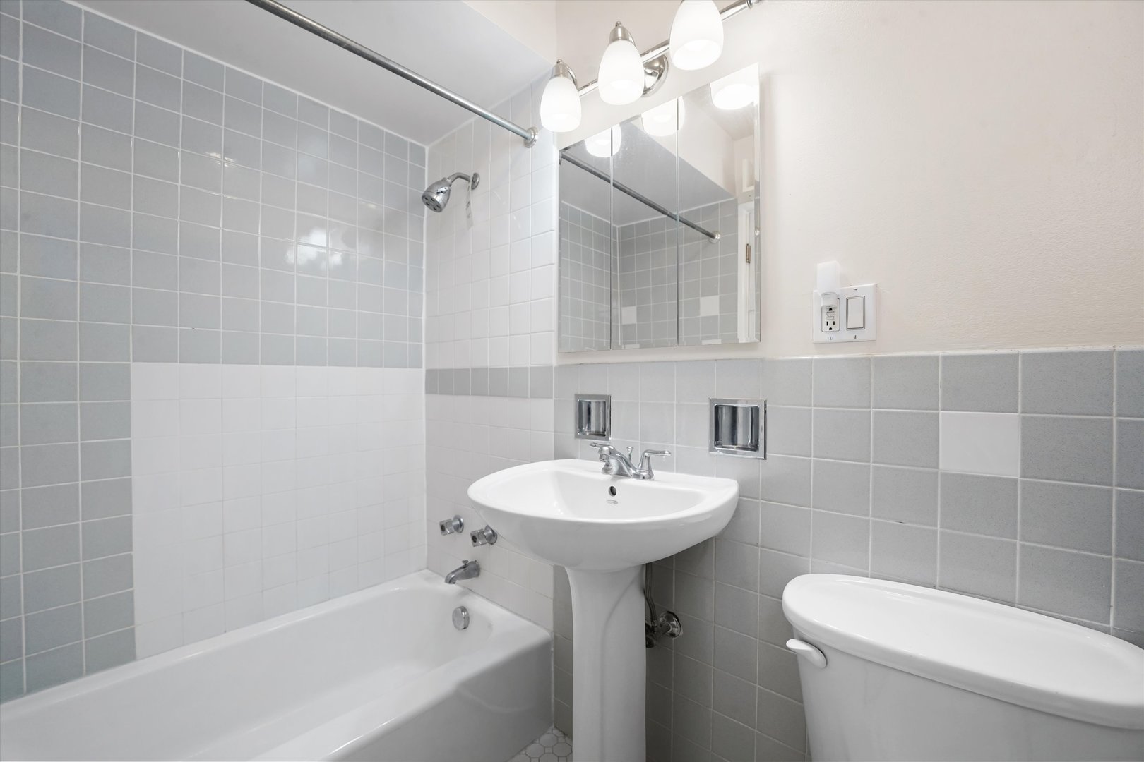 7120 North Sheridan Road, Unit 404 Chicago, IL 60626 - Photo 10 of 21 a bathroom with a sink a toilet and shower