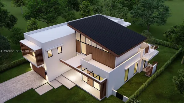 an aerial view of a house