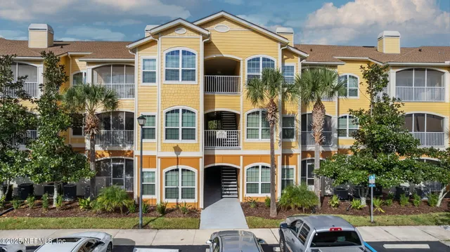 front view of building with a street