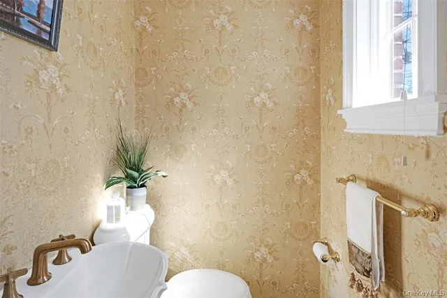 a bathroom with a toilet and a sink