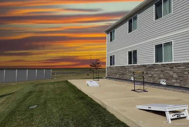 a view of a lake from a yard