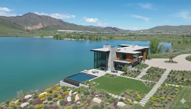 a view of a lake with a mountain