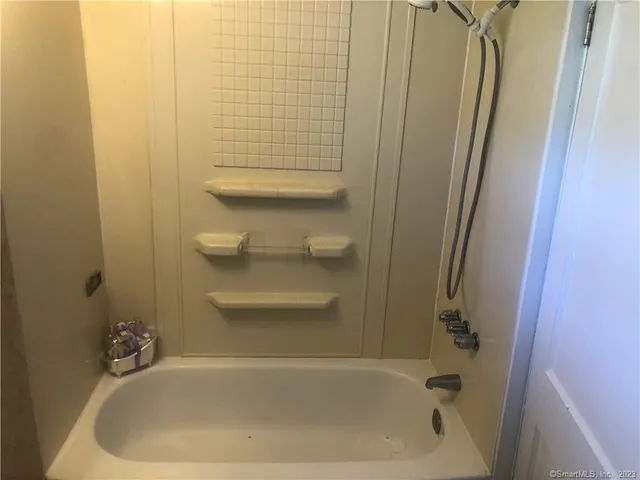 a bathroom with a bathtub