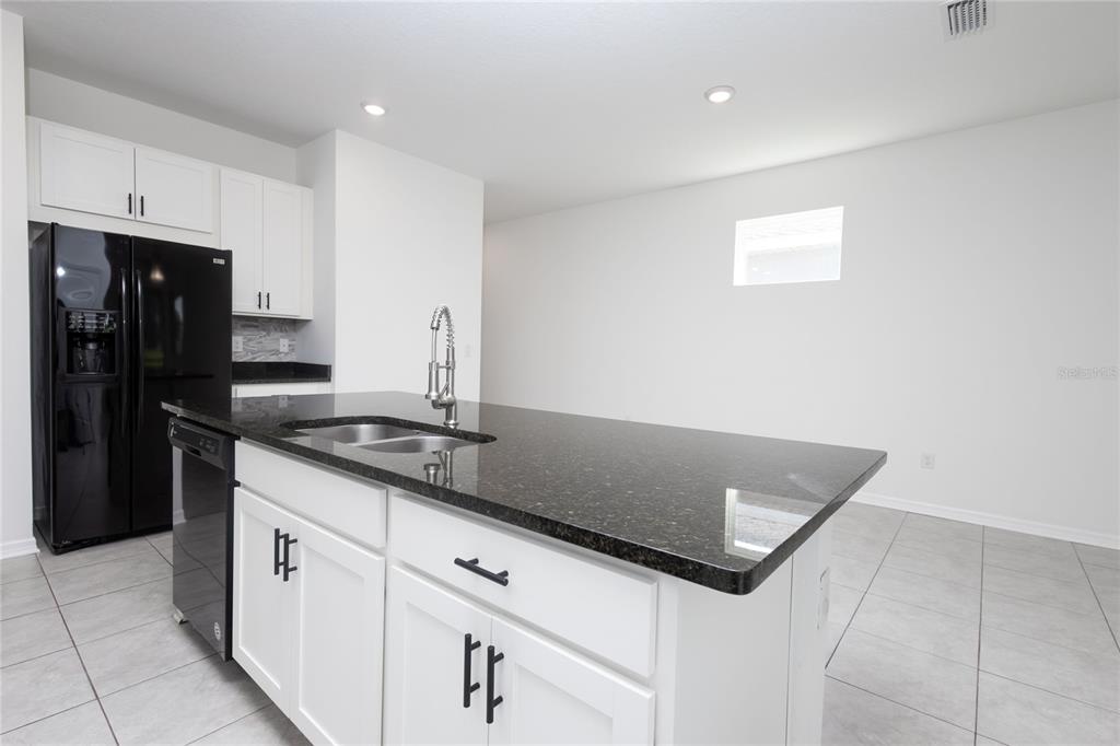 11851 Brighton Knoll Loop Riverview, FL 33579 - Photo 9 of 28 a kitchen with granite countertop white cabinets and black appliances