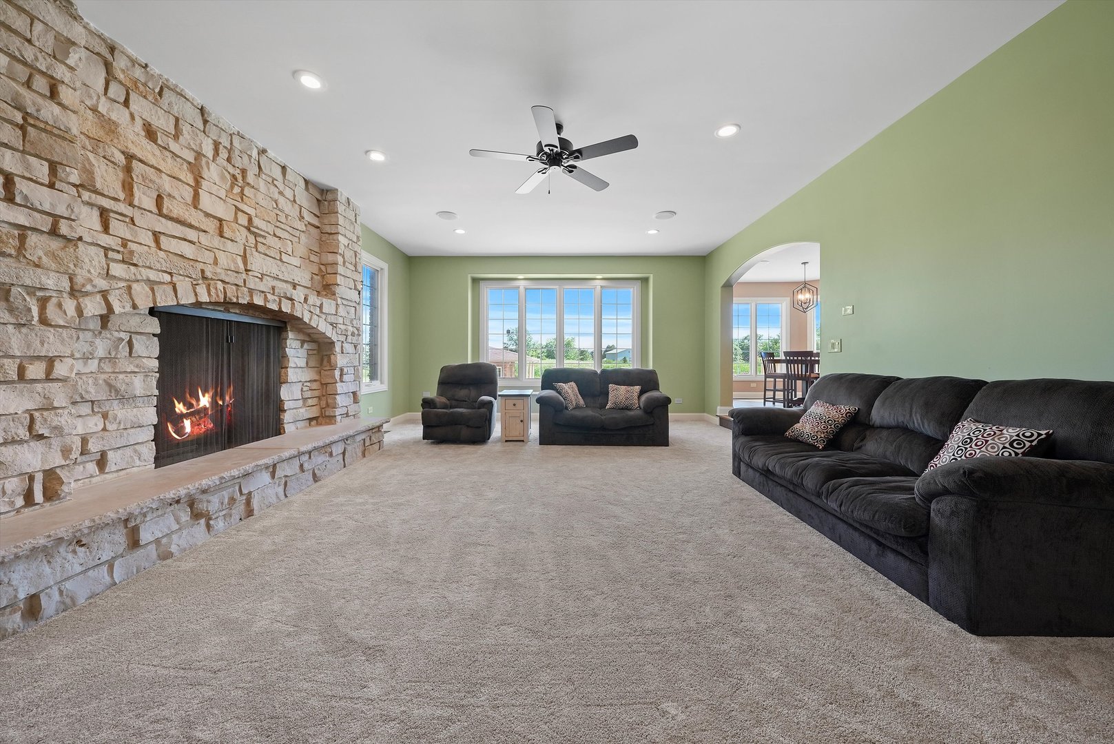 12539 West Baker Road Manhattan, IL 60442 - Photo 34 of 129 a living room with furniture and a fireplace