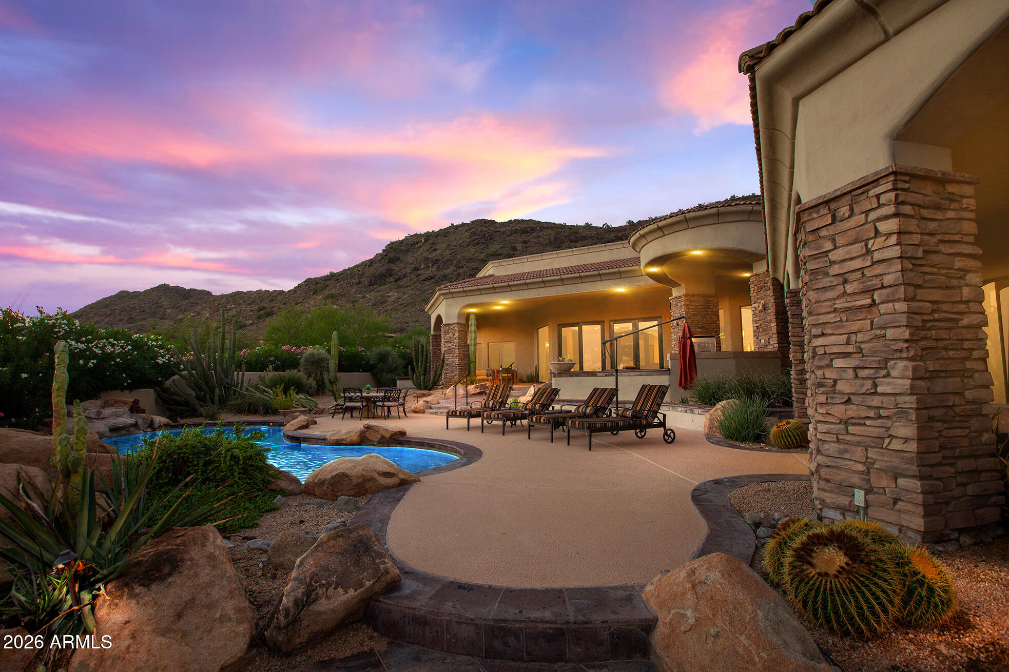 6207 East Indian Bend Road Paradise Valley, AZ 85253 - Photo 41 of 42 Twilight of backyard