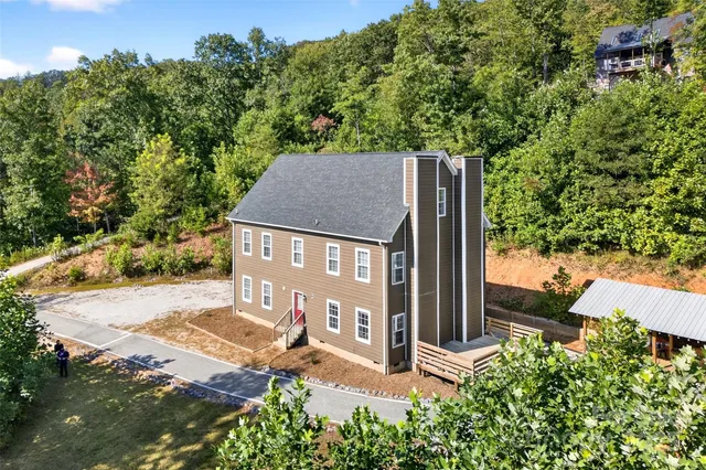an aerial view of a house