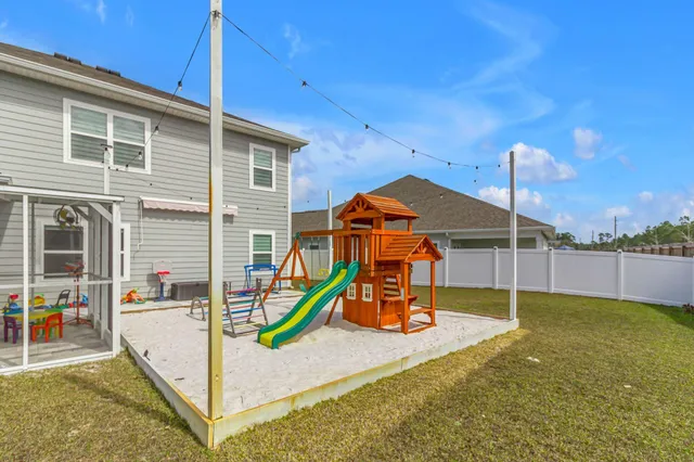 a view of a park with slide