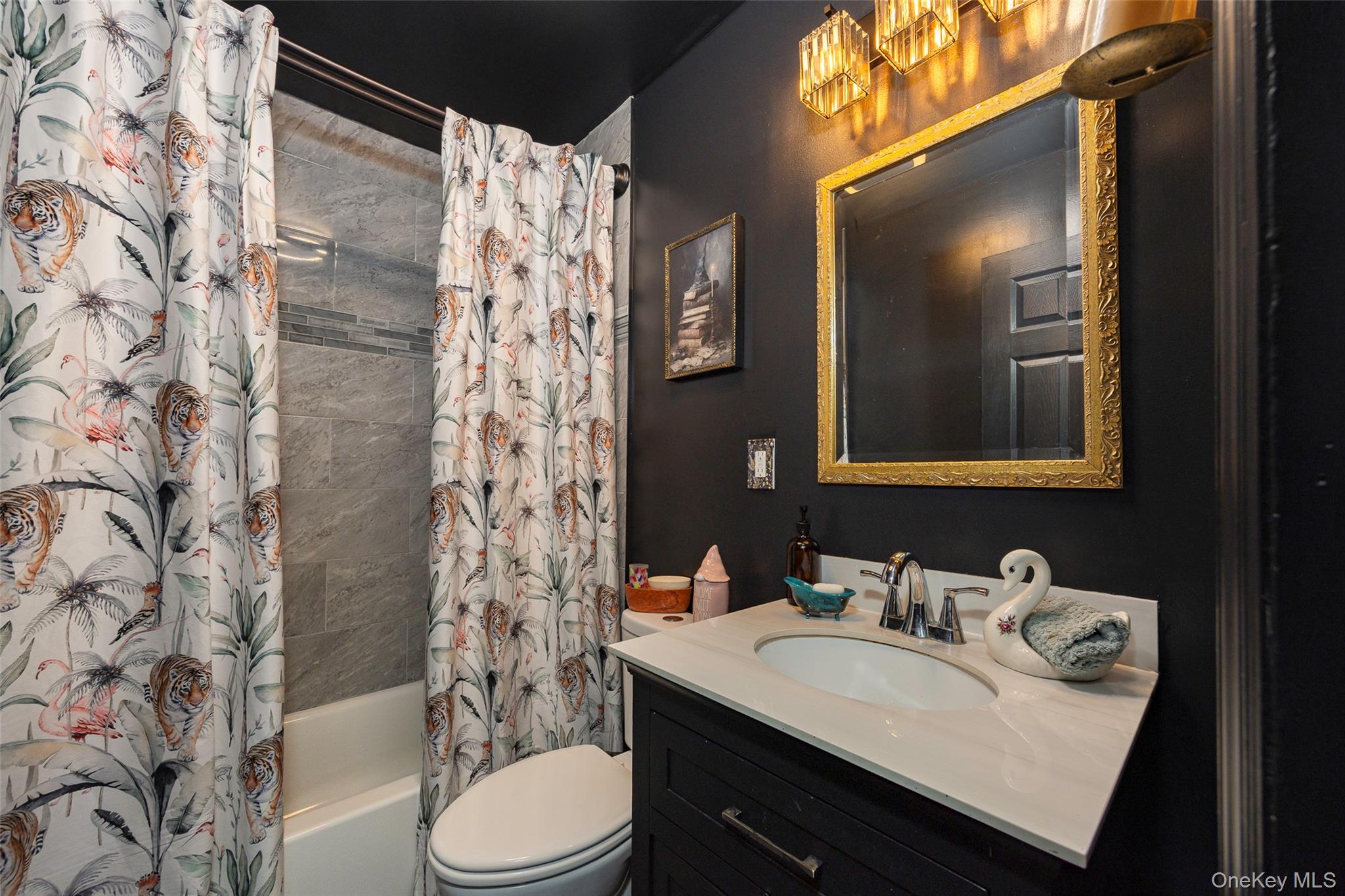 148 Bower Road Poughkeepsie, NY 12603 - Photo 12 of 19 a bathroom with a granite countertop sink and a mirror