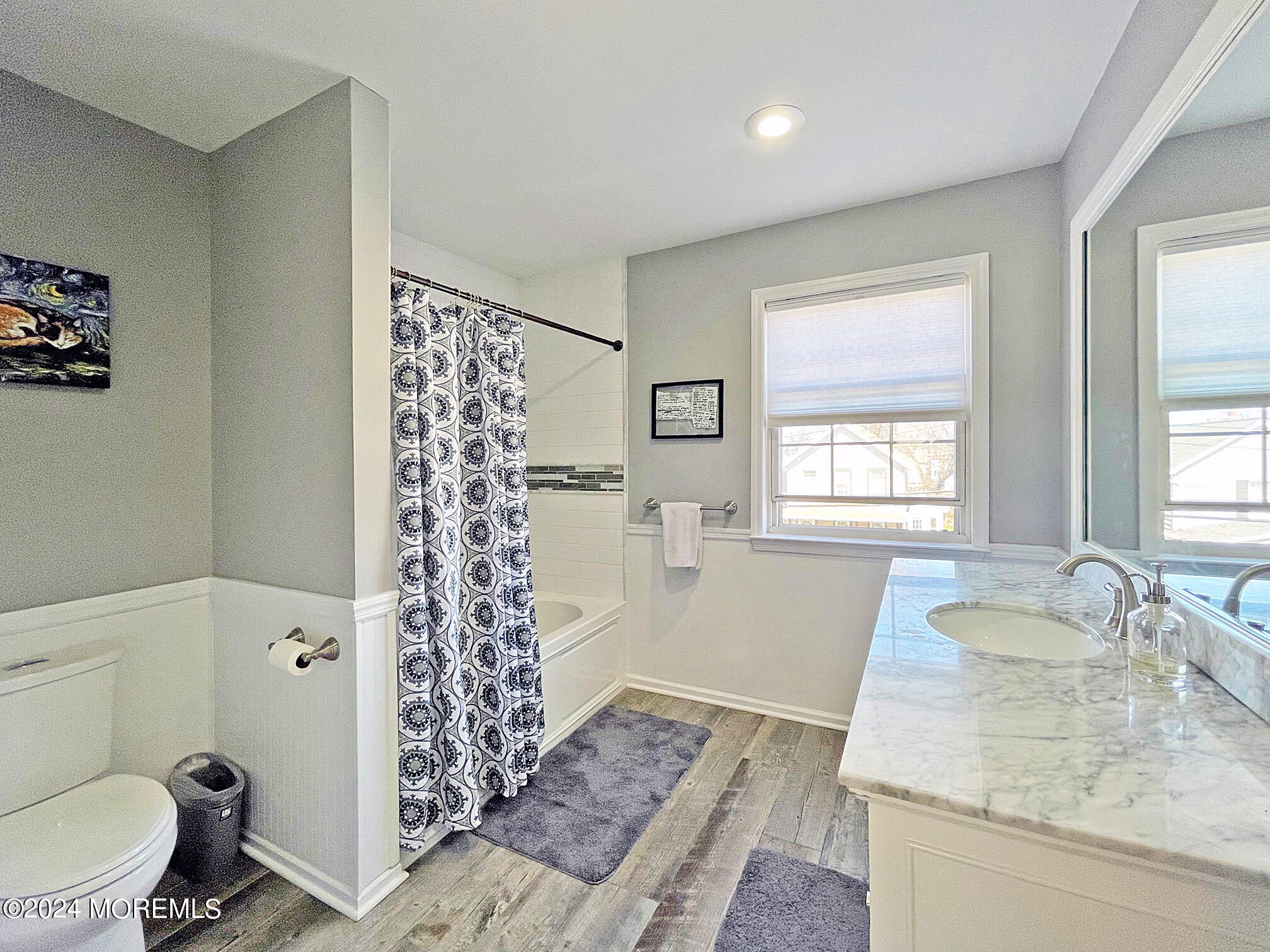 139 3rd Street, Unit 2 Keyport, NJ 07735 - Photo 20 of 36 a bathroom with a granite countertop sink a toilet and shower