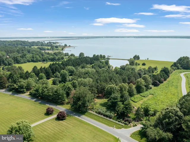 an aerial view of a residential houses with outdoor space and lake view