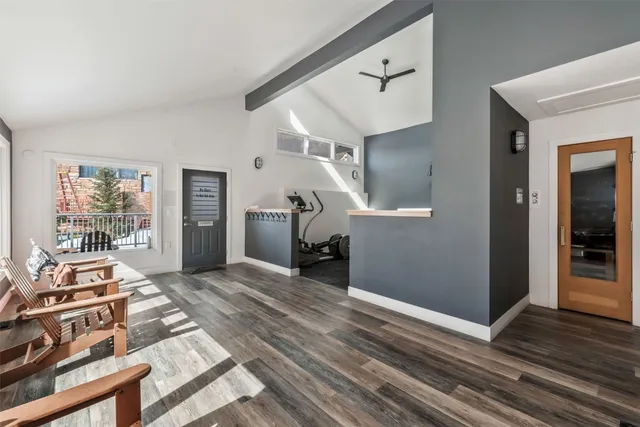 a view of a room with gym equipment