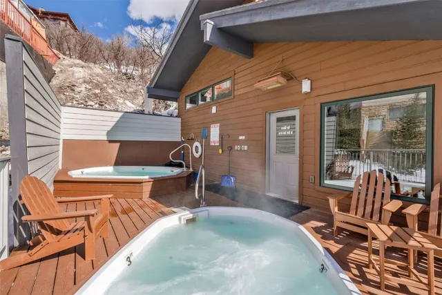 aerial view of a house with a garden