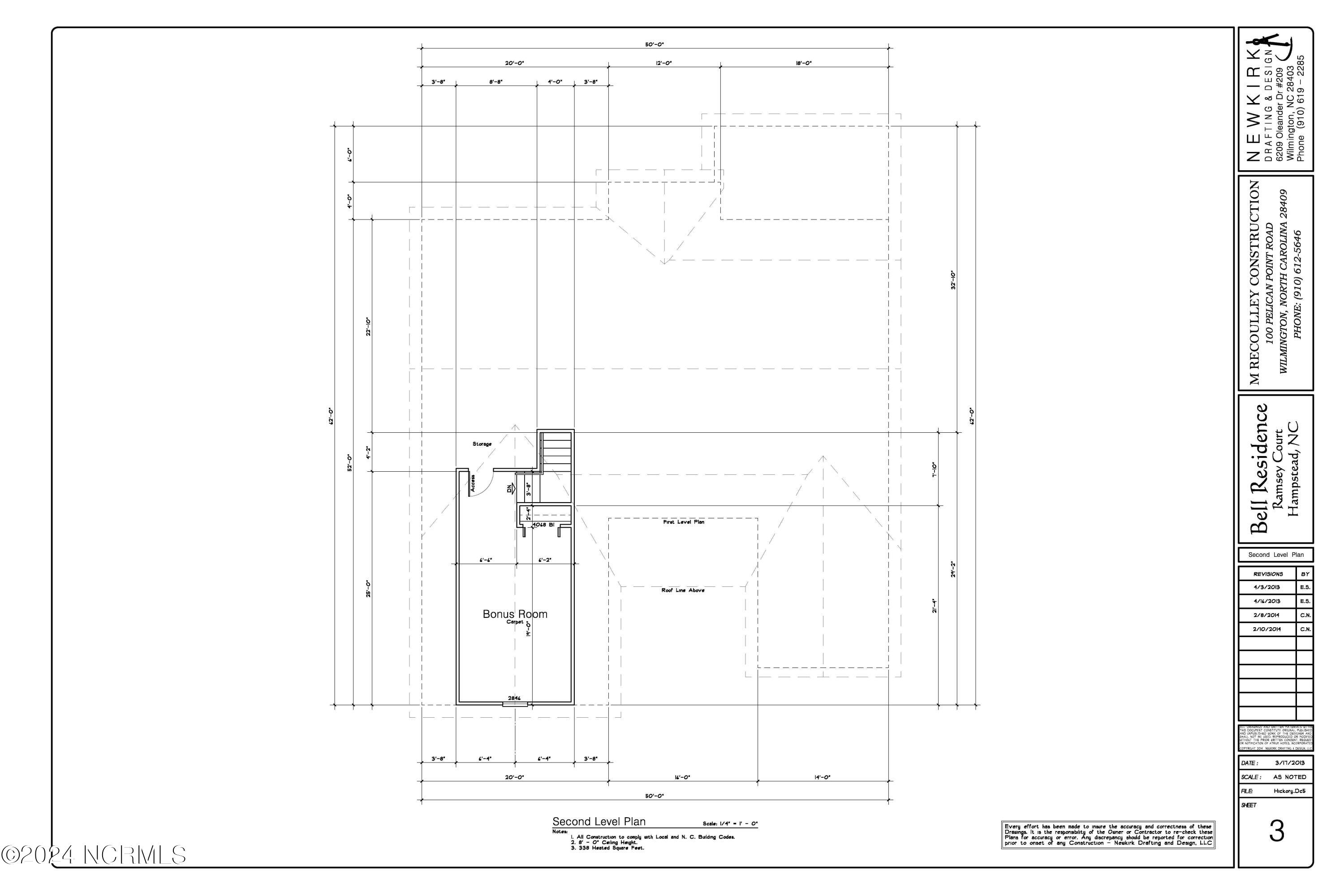 114 Ransey Court Hampstead, NC 28443 - Photo 13 of 48 Original Plan does not show the Half Bath or large floored attic space.