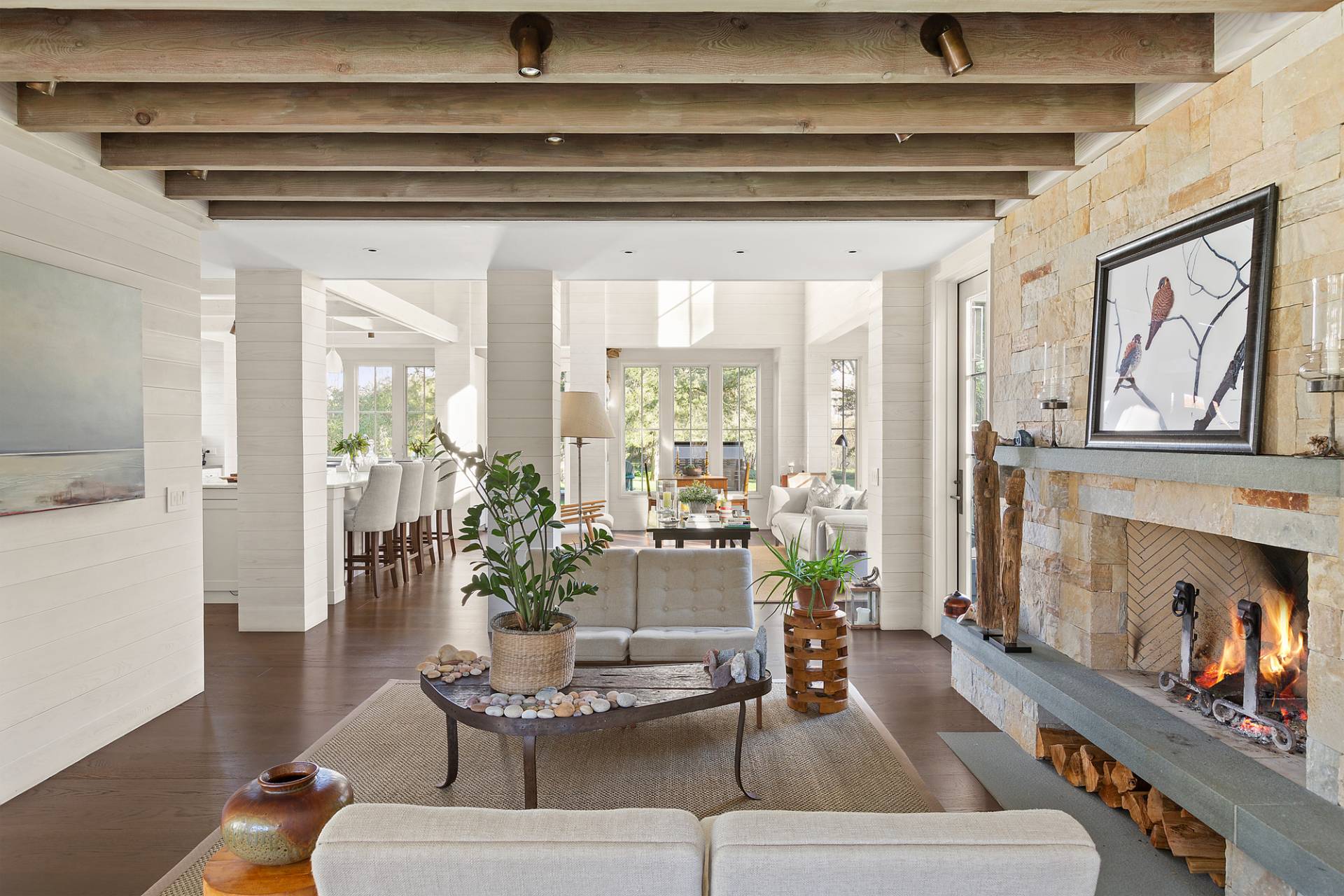 467 Further Lane Amagansett, NY 11930 - Photo 6 of 23 a living room with furniture and a fireplace