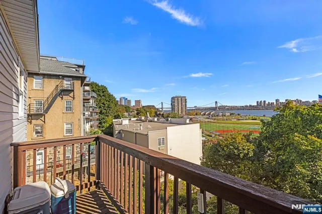 a view of a city from a balcony