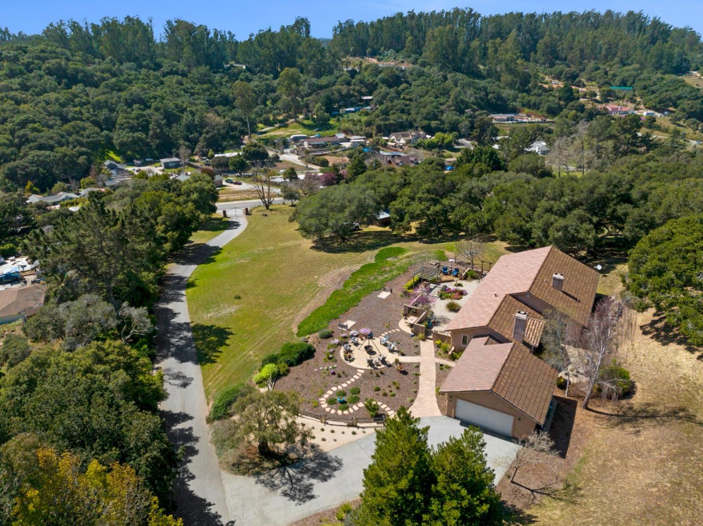 481 Maher Road Watsonville, CA 95076 - Photo 4 of 34 an aerial view of residential houses with outdoor space and trees all around