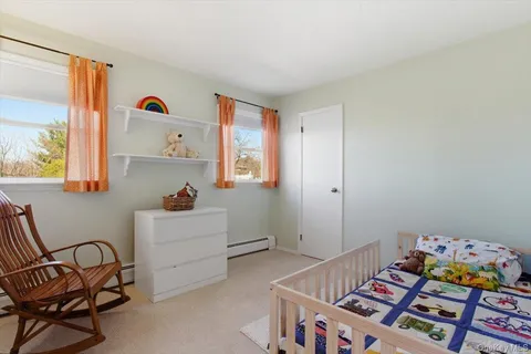 a bedroom with furniture and a book shelf
