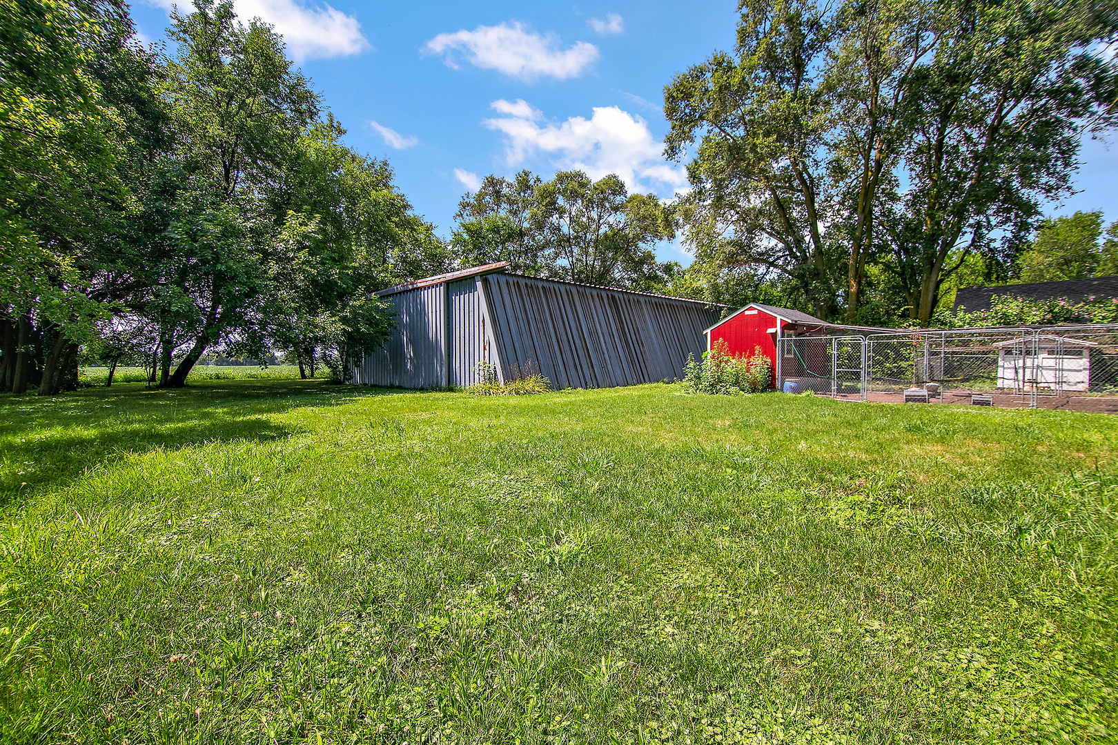1757 East 3000 North Road Martinton, IL 60951 - Photo 20 of 33 a view of a backyard with large trees and wooden fence