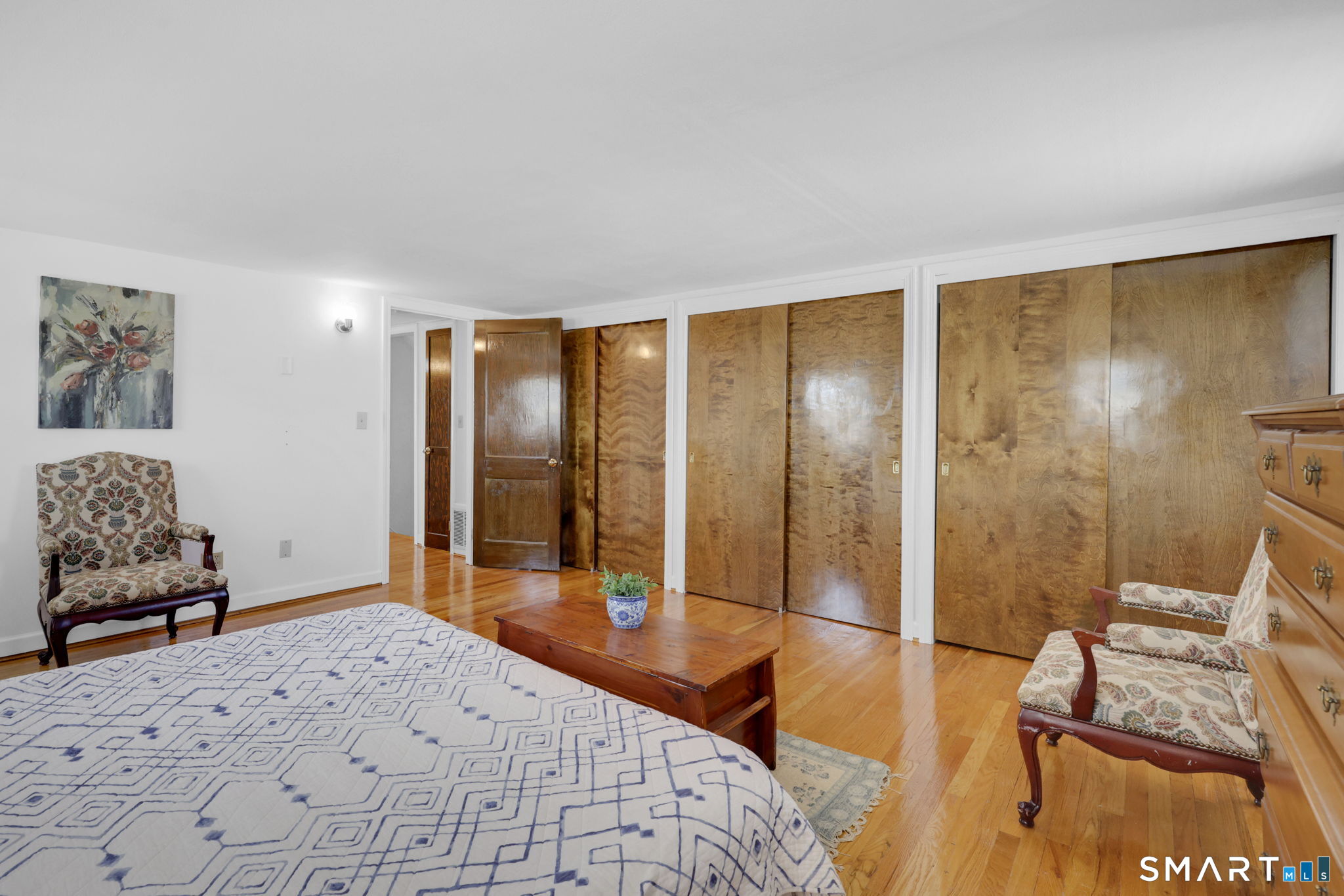 24 Madsen Road West Hartford, CT 06110 - Photo 27 of 38 a bedroom with a bed and wooden floor