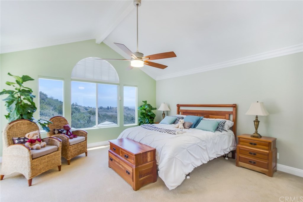 30 Santa Clara San Clemente, CA 92672 - Photo 16 of 31 Spacious Master Bedroom has ocean and canyon views, ceiling fan, high ceilings and crown molding.