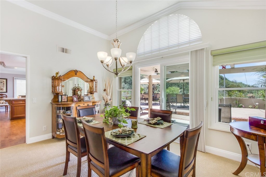 30 Santa Clara San Clemente, CA 92672 - Photo 10 of 31 Dining room has ocean and canyon views and a sliding door to the backyard.
