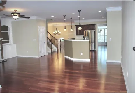 a view of kitchen and windows
