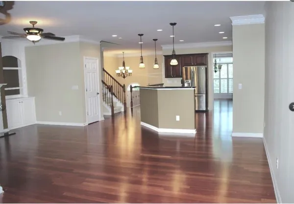 a view of kitchen and windows