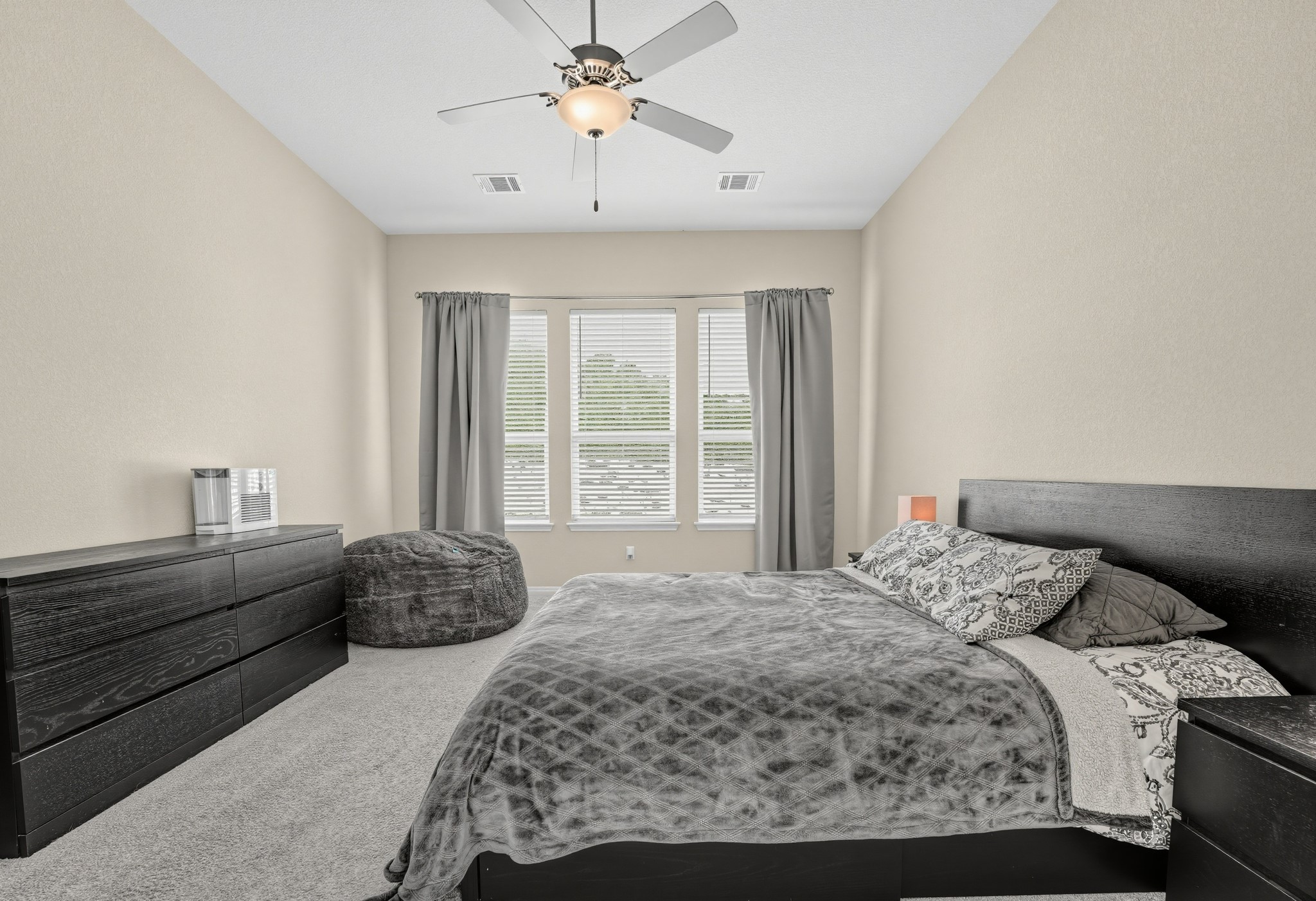 145 Brooks Ranchi Drive Kyle, TX 78640 - Photo 20 of 40 High ceilings and soft carpeting define this restful, light-filled bedroom retreat.