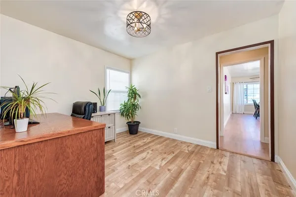 an entryway with a potted plant