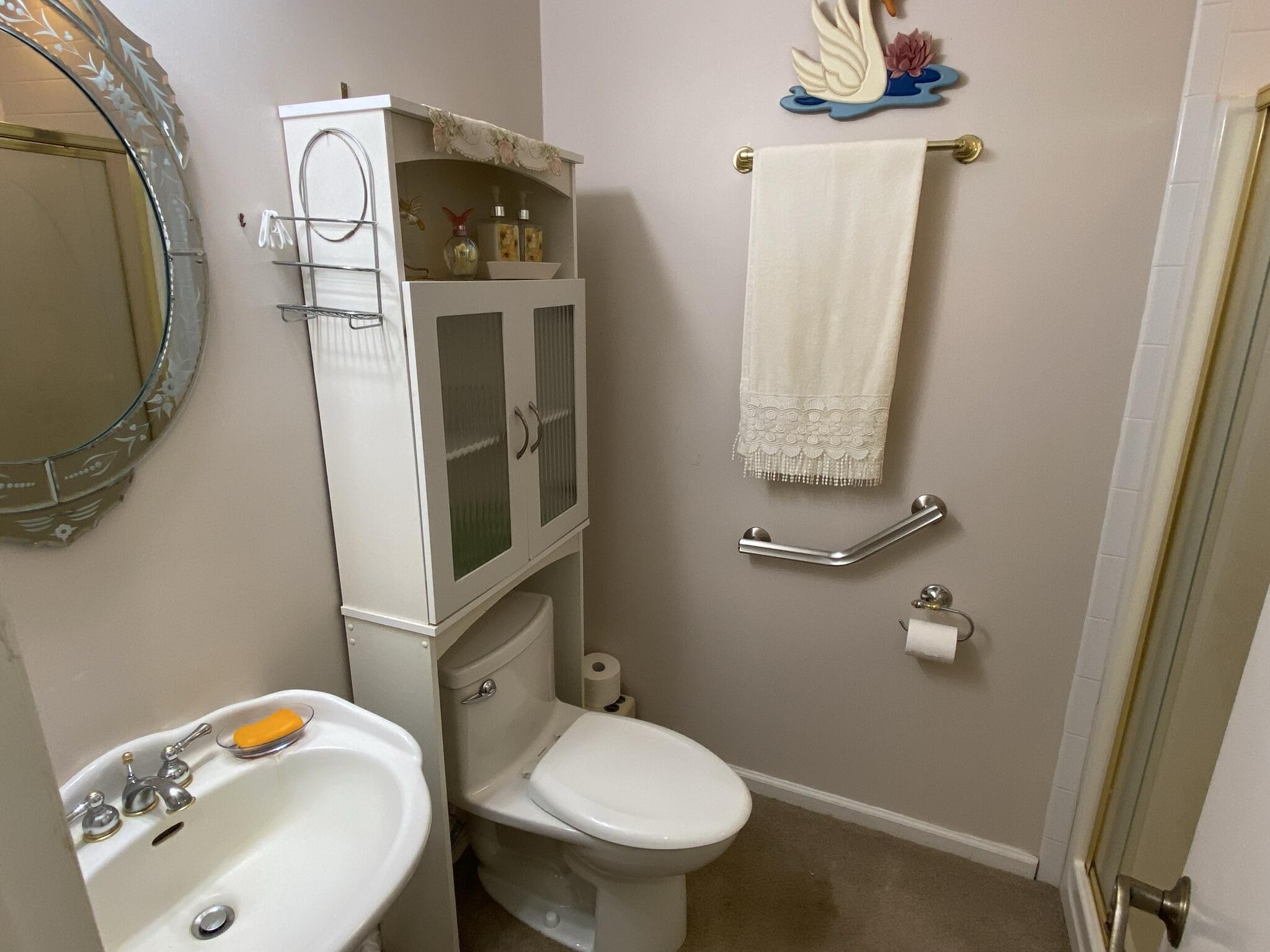 5378 Ferrum Mountain Road Callaway, VA 24067 - Photo 51 of 71 a bathroom with a sink a toilet and mirror