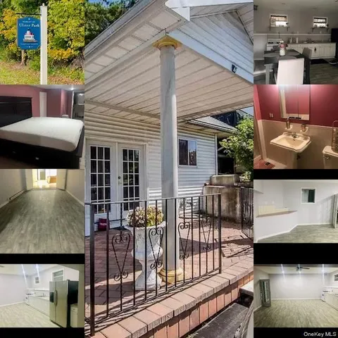 an aerial view of a house with swimming pool garden and patio