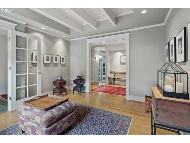 a view of a living room and dining room