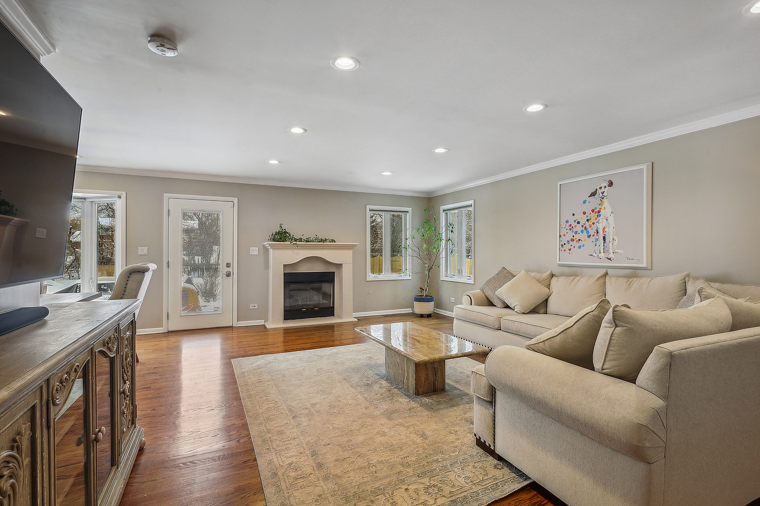 1832 Birch Road Northbrook, IL 60062 - Photo 10 of 28 a living room with furniture a fireplace and a flat screen tv