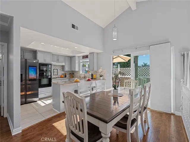 a view of a dining area with furniture