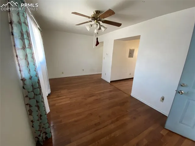 a view of an entryway with a fan