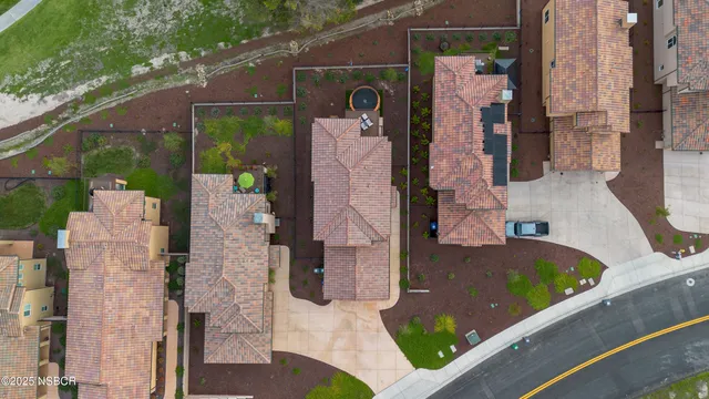 aerial view of a house with a swimming pool