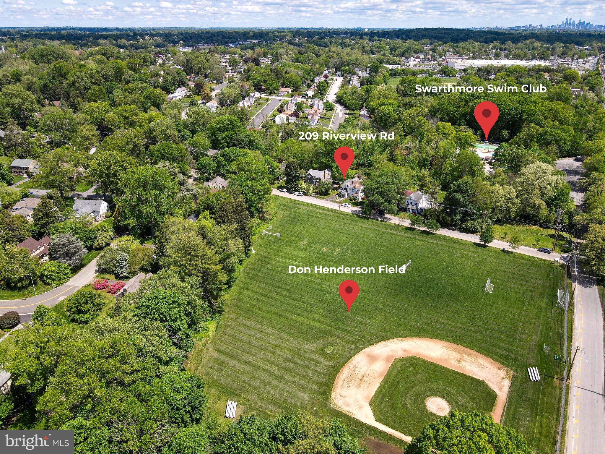 209 Riverview Road Swarthmore, PA 19081 - Photo 49 of 50 Location to Henderson Field & Swarthmore Swim Club