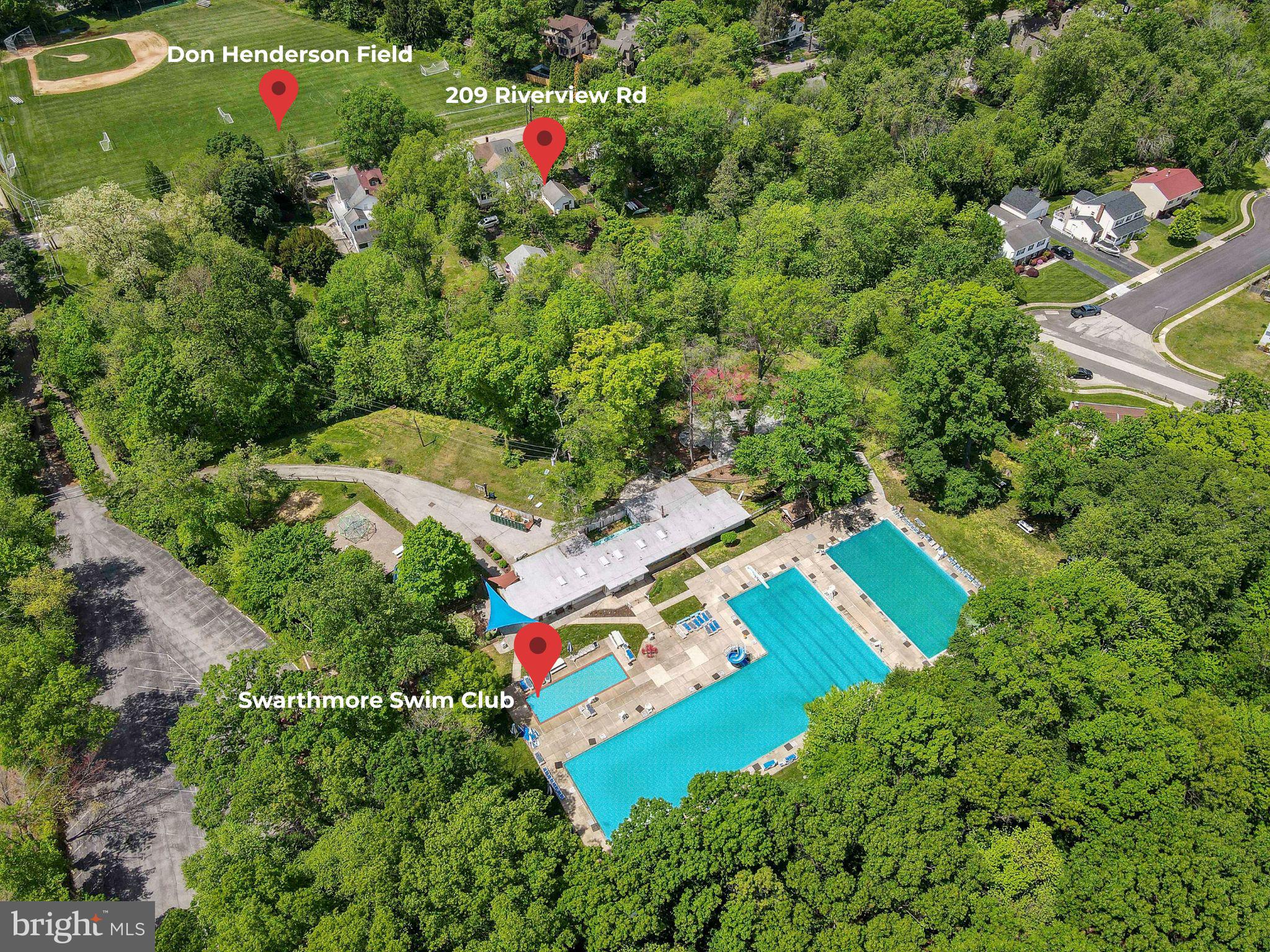 209 Riverview Road Swarthmore, PA 19081 - Photo 50 of 50 Location to Henderson Field & Swarthmore Swim Club