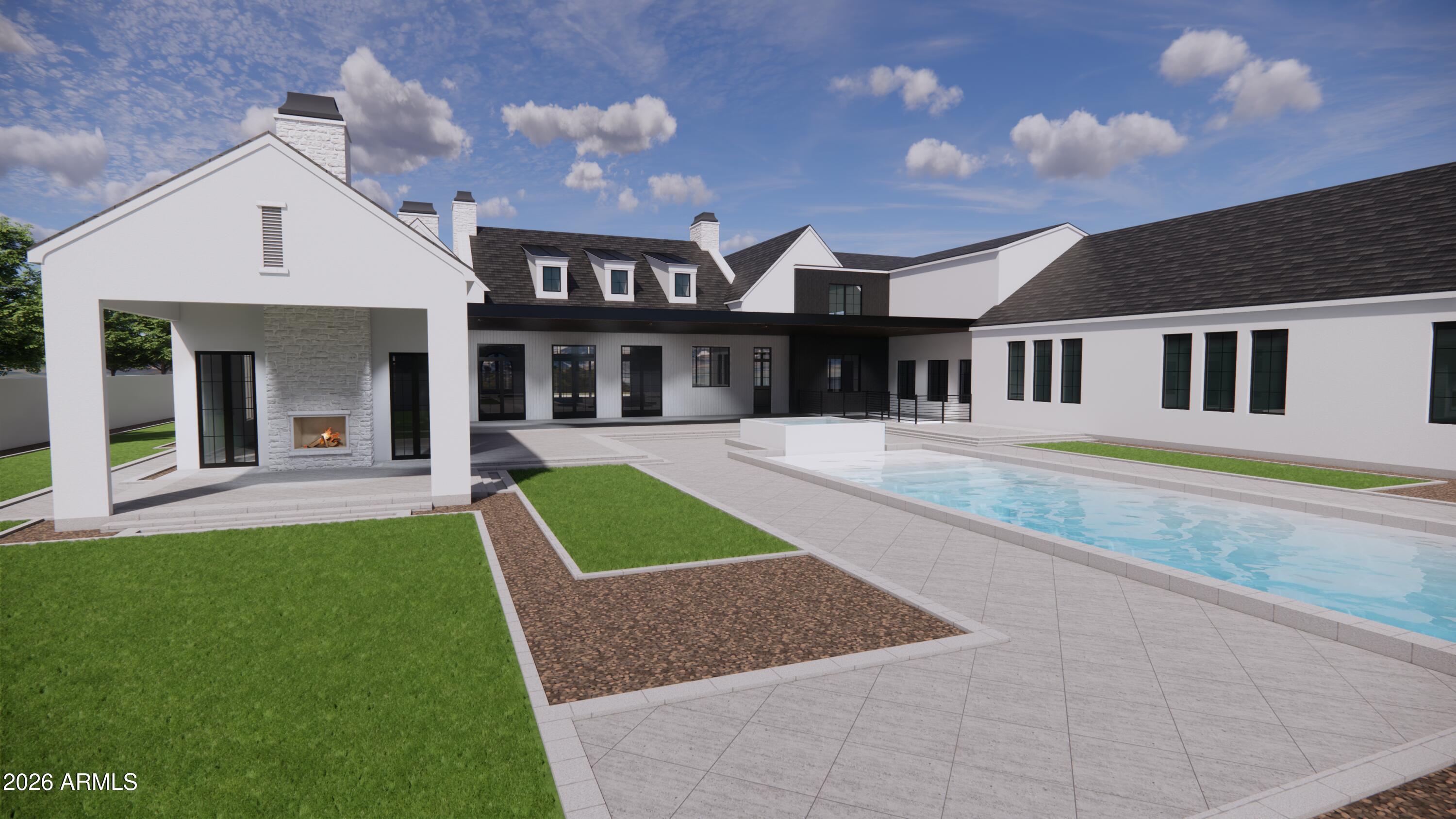 24926 South 182nd Place, Unit 5 Gilbert, AZ 85298 - Photo 4 of 9 a view of a house with a swimming pool and porch