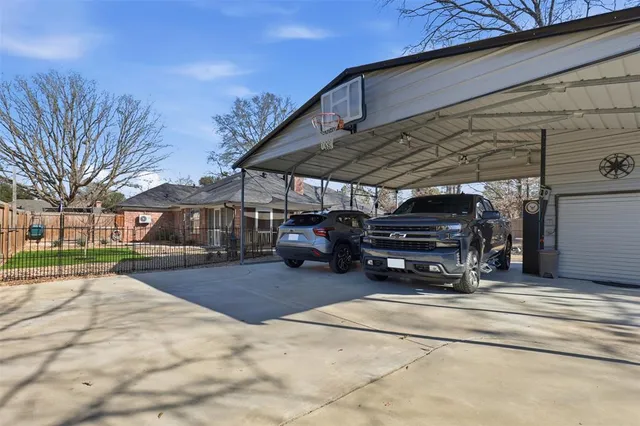 a view of a car parked in garage