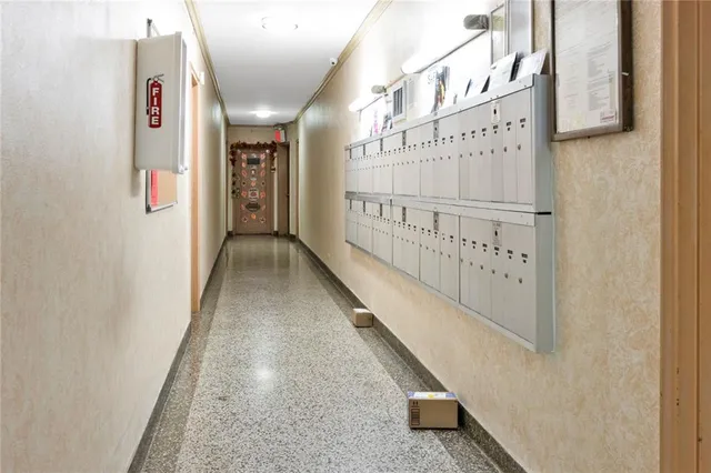 a street view along with brick building