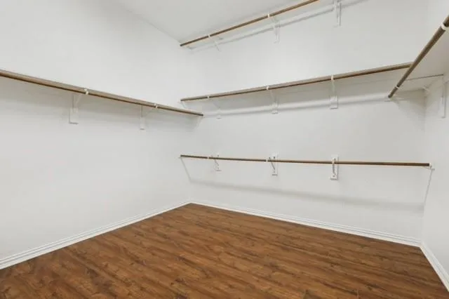 a view of an empty walk in closet