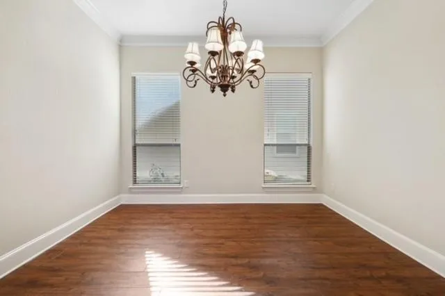 a view of a chandelier in a room